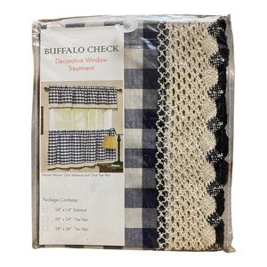 Achim’s Home Furnishing Buffalo Check Window Valance Blue Kitchen 1 Panel NEW